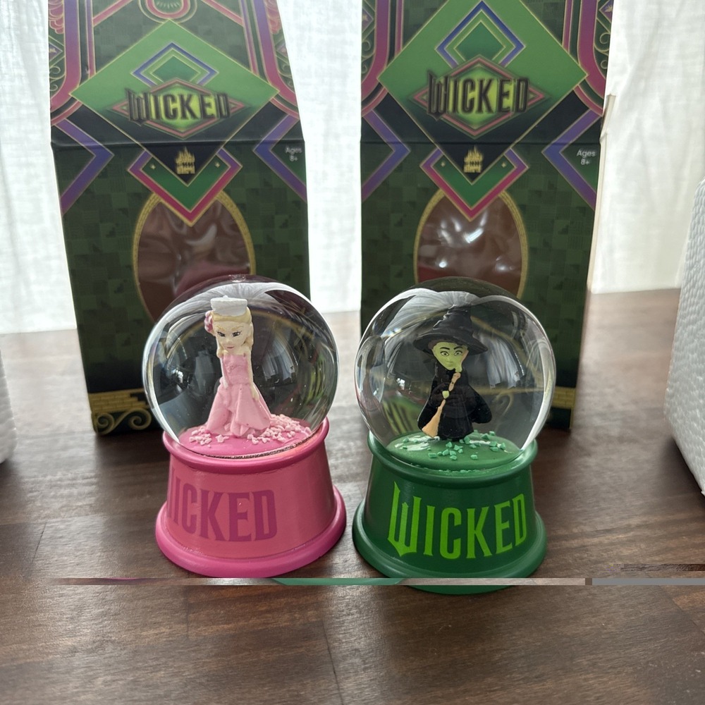 Wicked the Musical Mini Snow Globe Set – Elphaba & Glinda – NEW